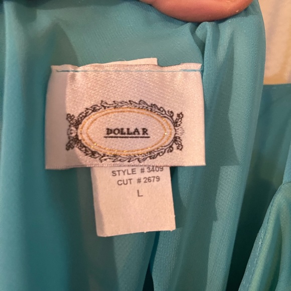 Dollar blue and green and green ruffle hem Y2K midi dress. - Picture 3 of 3